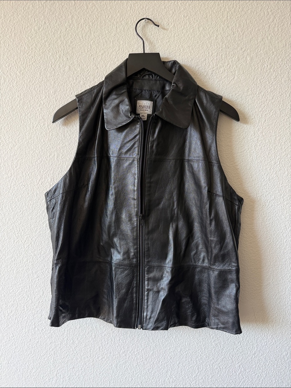 Wilsons Leather Black Zip-Front 100% Leather Vest